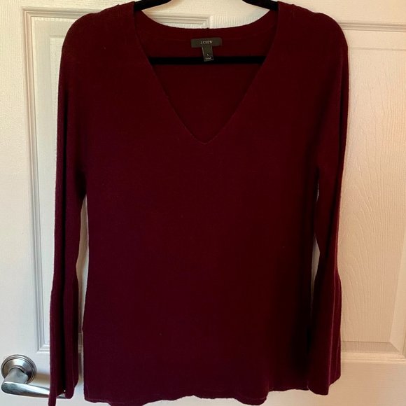 EUC J.Crew Peplum Sleeve V-Neck Sweater - Picture 2 of 4
